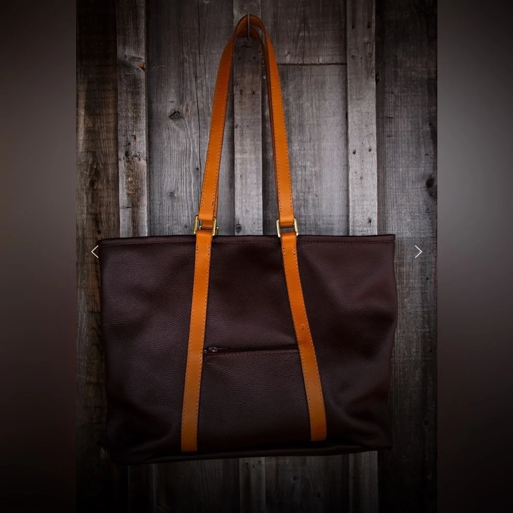 brown leather handmade carryall bag by 